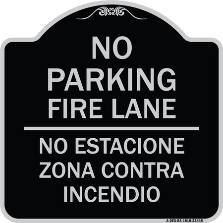 SIGNMISSION No Estacione Zona Contra Incendio Heavy-Gauge Aluminum Architectural Sign, 18" H, BS-1818-23848 A-DES-BS-1818-23848